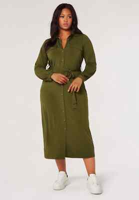 APRICOT Womens Khaki Tie Waist Shirt Dress SIZE UK-22 BRAND NEW RRP £39  UK