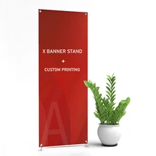 Custom Printing Curl-Free Fabric Banner + Premium X Banner Stand＋Carry Bag