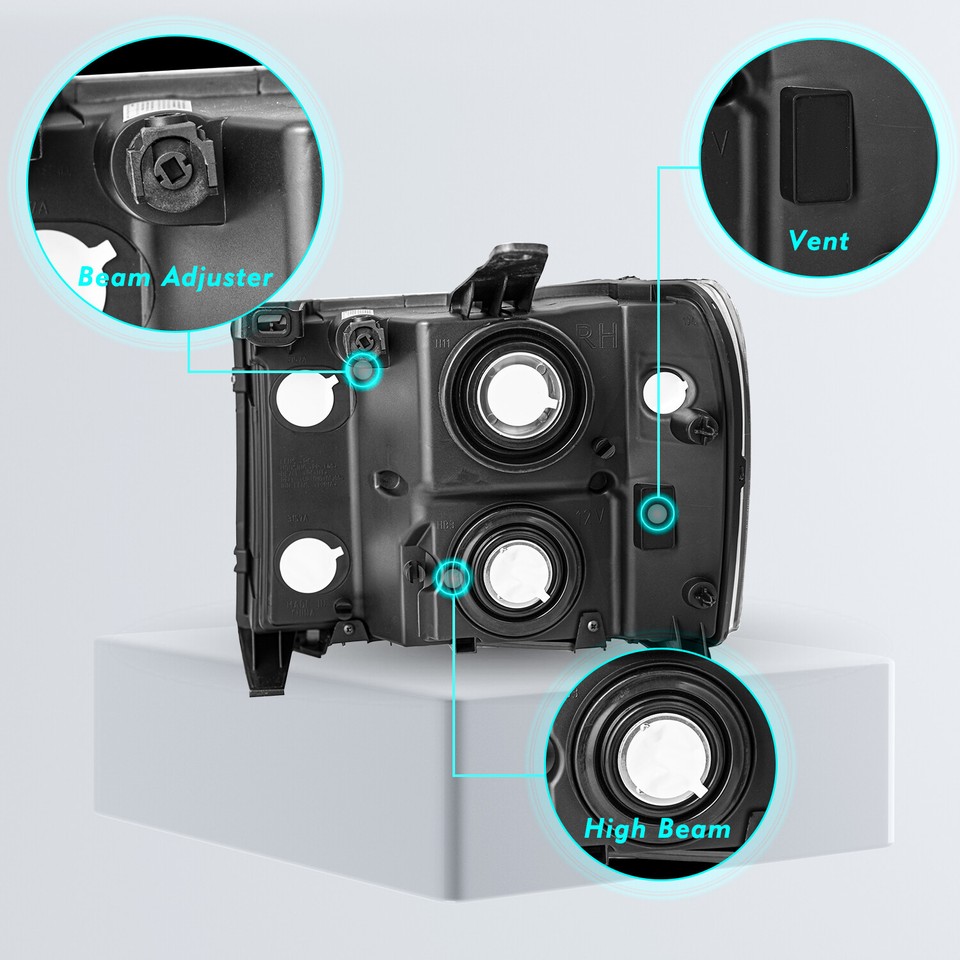 Gmc Sierra 2500 HD Headlights Factory Style Headlight Assemblies For 2007-2013 GMC Sierra 1500/2500HD/3500HD – Pair (L R) 2015 Gmc Sierra 1500 Headlight - Foto 10