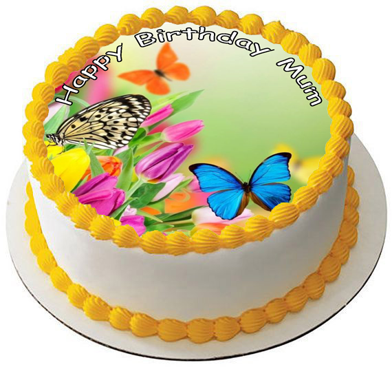 BUTTERFLY FLOWER 7.5"" PREMIUM Edible ICING Cake Topper DECORATION D1