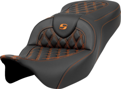 Saddlemen Roadsofa Seat Lattice Stitch Orange Stitch w/o Backrest FLH/FLT 08-23