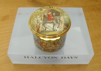 ''Ltd Ed Halcyon Days ''''The Canterbury Tales'''' Chaucer 600th Ann Emaillebox - 1 3/4''