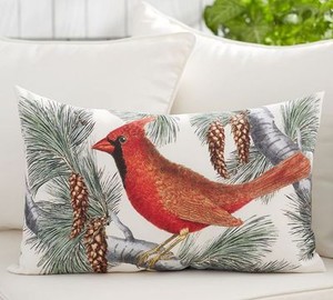 Pottery Barn Winter Fauna Cardinal Red Bird Pillow New Ebay