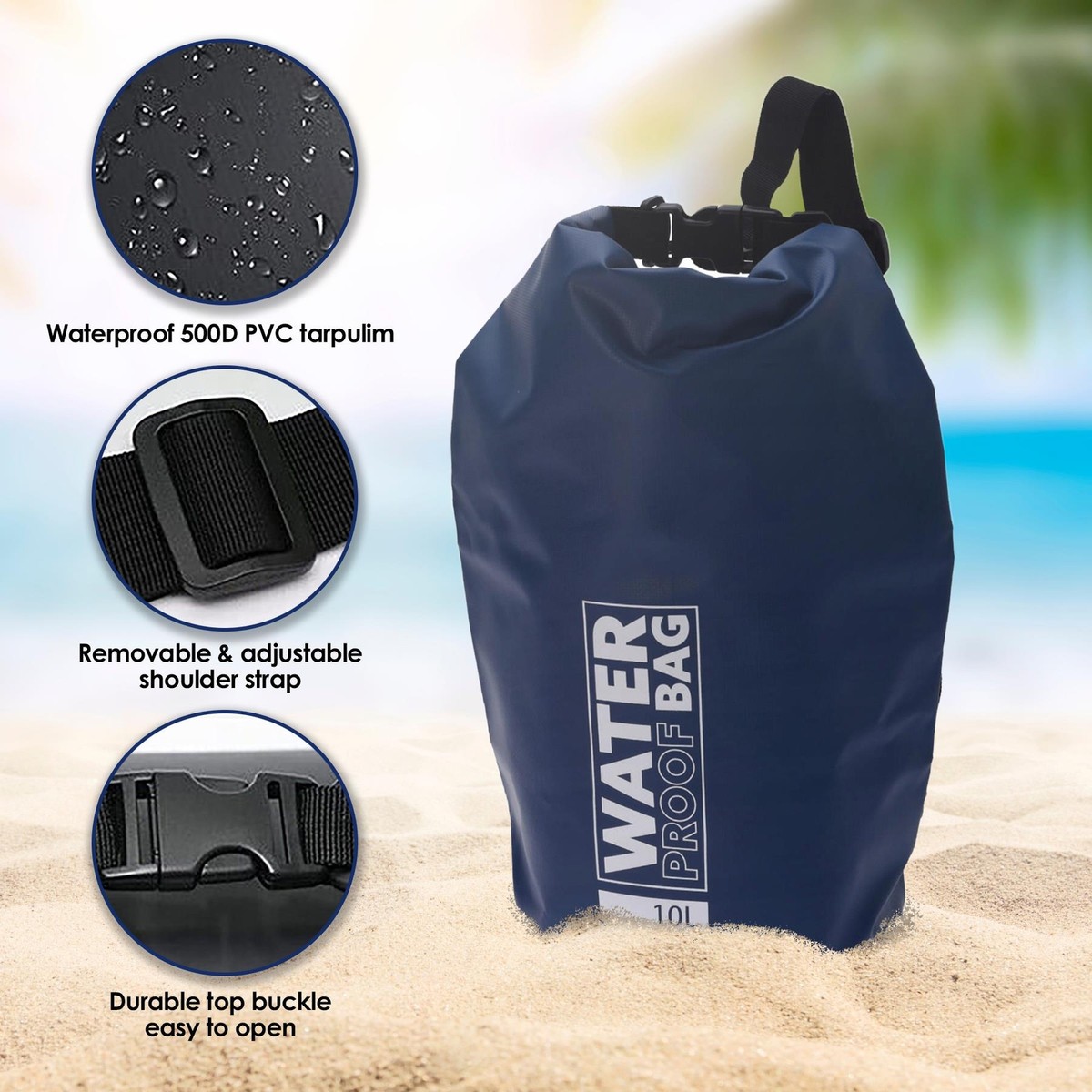 ioutdoor Dry Bag 2L/5L/10L/20L/40L/70L, sacchetto impermeabile, ultra leggero, impermeabile, resistente all'abrasione, antistrappo, per kayak, spiaggia, nuoto, campeggio, escursionismo, viaggi, Nero