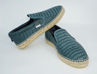 NIB JIMMY CHOO VLAD GREEN LEATHER CROC PRINT LOGO ESPADRILLE 40 7 SPAIN NIB JIMMY CHOO VLAD GREEN LEATHER CROC PRINT LOGO ESPADRILLE  main image 2