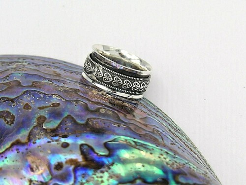 Hand Made USA Oxidized Heart Design 925Sterling Silver Spinner Ring-Custom Size - Picture 8 of 12