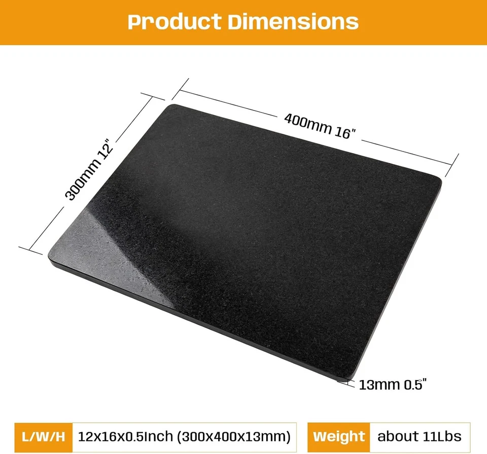 Tabla de cortar y pastelería de mármol de granito negro natural, 12x16x0,5 pulgadas, pesada  Foto 3 de 4
