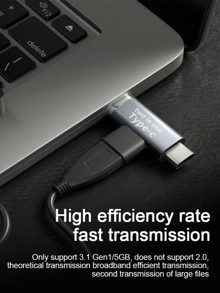 USB 3.1 C Splitter 2 in 1 T Adapter C Female To USB-C Micro/2 USB C Male Charger - Image 2 of 4