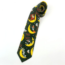 Vintage Halloween Twick or Tweet Looney Tunes Mania Polyester 1996 Tie 58 x 4
