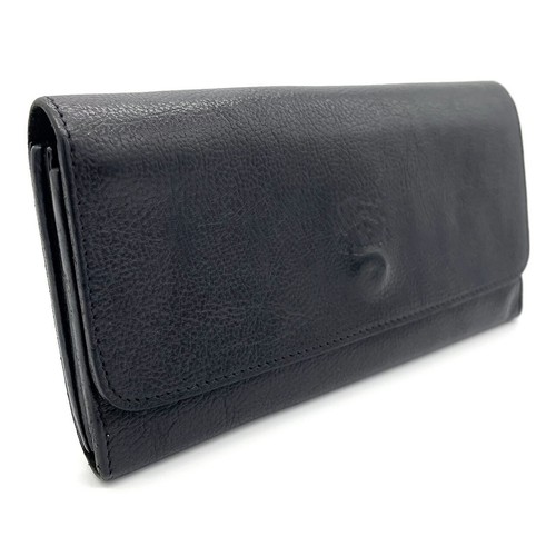 IL BISONTE Long Wallet Leather Black Authentic - Picture 3 of 12
