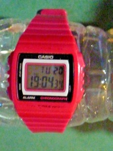 casio red digital watch