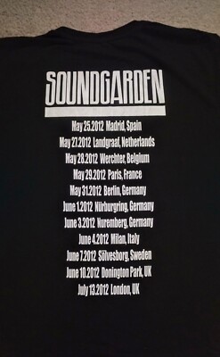 T-shirt Soundgarden Tournée Europe 2012 - Taille XL Noir, Occasion Très Bon état