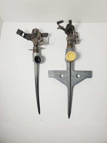 Set Of 2 Vintage Nelson & Rain Bird Brass Impact Sprinklers WORKS