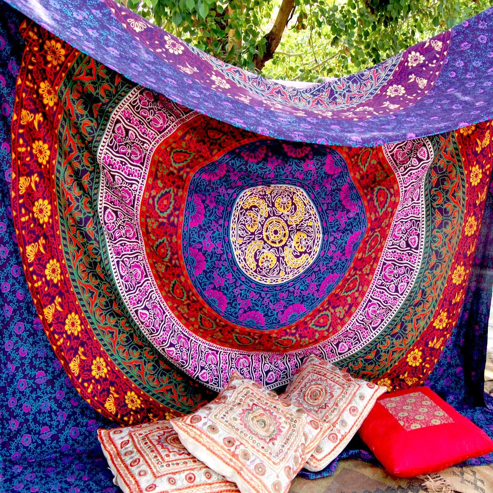 Large Indian Mandala Tapestry Hippie Hippy Wall Hanging Dorm Throw Bedspread Art