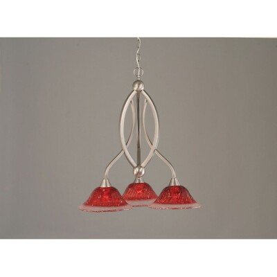 Toltec Lighting Bow 3 Light Chandelier, 10' Raspberry Crystal Glass - 263-BN-736