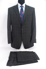 Ermenegildo Zegna Italy 3Btn Gray Check Wool Suit Dual Vent Men  s Slim 42L