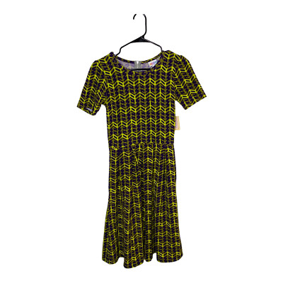 LuLaRoe Women's Amelia Skater Dress Size XS Multicolor Mid Length Pockets (1226)