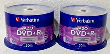 (2) 50 Packs Verbatim AZO DVD-R 16X 4.7GB 120Min Media Disc Spindle 95037