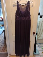 CHAPS Long Purple Sleeveless Evening Cocktail Dress Sequins Top, Lining, Women 8