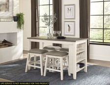 Juego de mesa de comedor de 5 piezas con altura de mostrador 4 sillas acolchadas juego de desayuno de cocina blanco