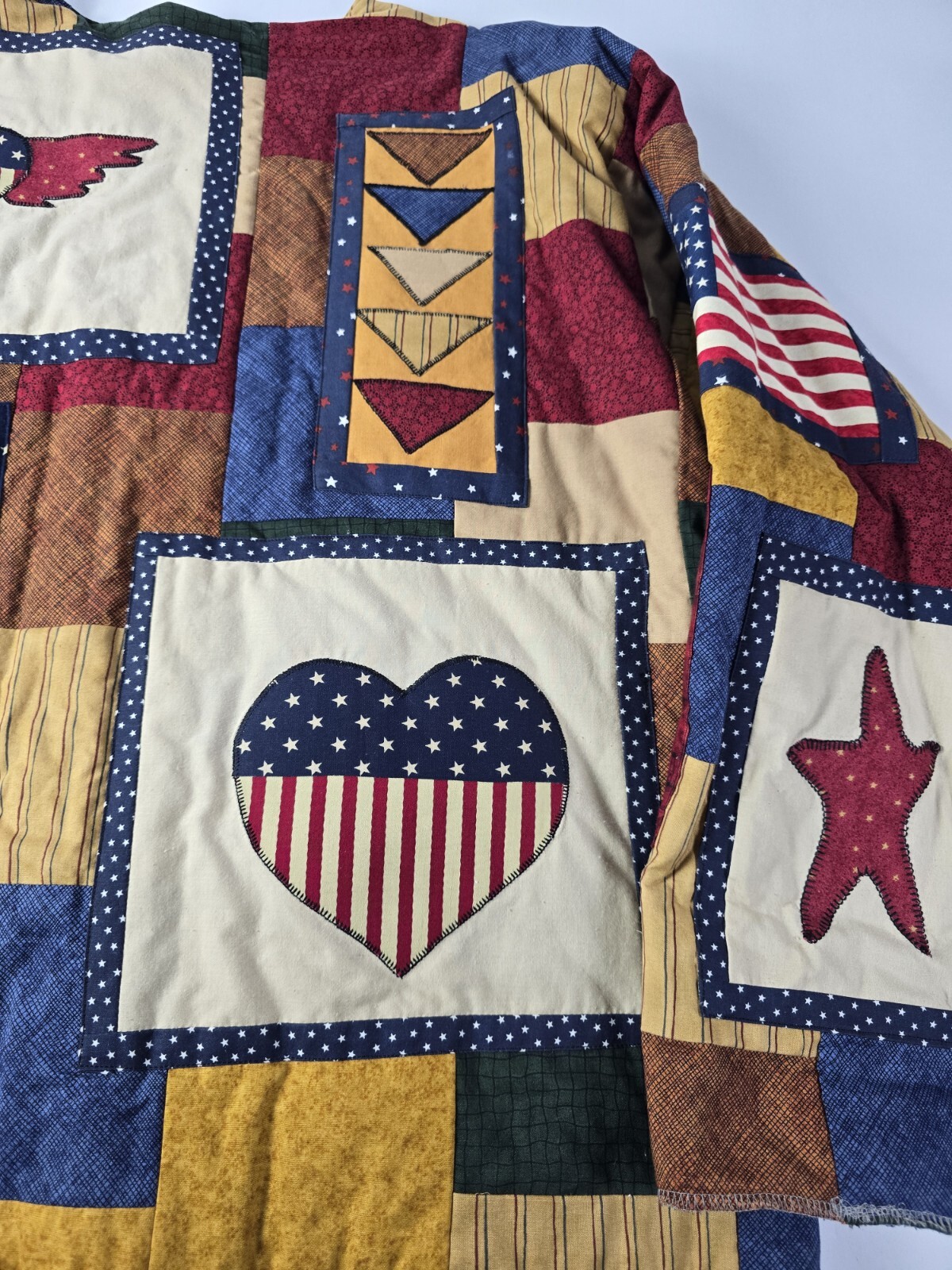 Vintage Quilted Patchwork Chore Jacket XL Red/Whi… - image 13