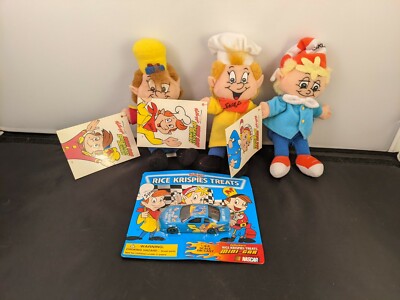3 Plush Kelloggs Snap Crackle and Pop Bean Bag Breakfast Bunch. 1997 Kellogg Co 