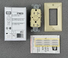 Hubbell GFTWRST201 20a GFCI TR/WR receptacle Ivory Tamper Weather Resistant