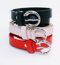 Echt Leder Damen Gürtel  1,7  cm Breit Silberne Schnalle schmal viele Farben 