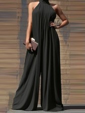 Chiffon Wide Leg Jumpsuit Size S Black
