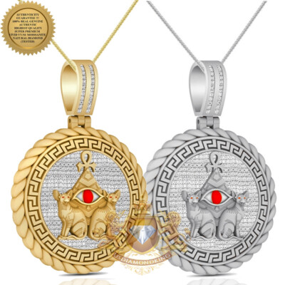 VVS1D Real Moissanite Egyptian Pyramid Ankh Cross Horus Eye Anubis Charm Pendant