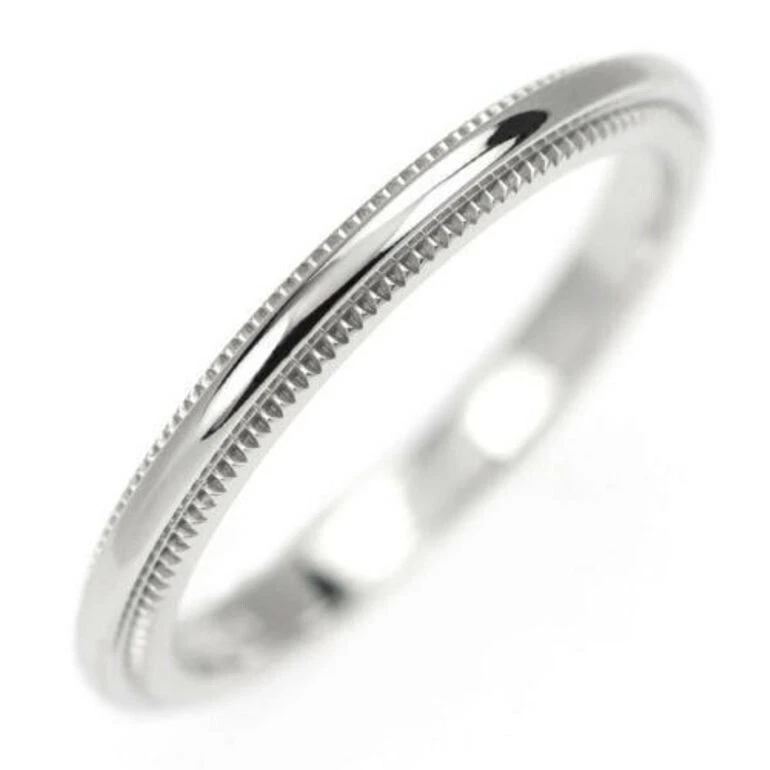 TIFFANY & Co. Together Platinum 2mm Milgrain Wedding Band Ring 3.5