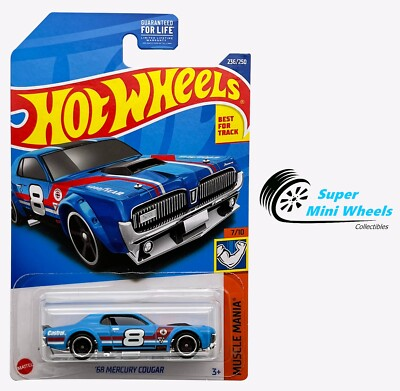 #ad Hot Wheels 2022 #236 #x27;68 Mercury Cougar #8 Blue $2.98