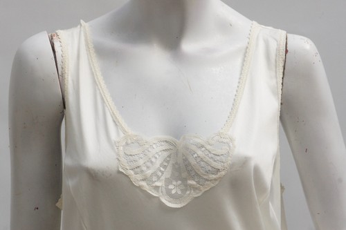Vintage White Lace Trim Nylon Dress Slip Nightie Lingerie By Image - Picture 2 of 10