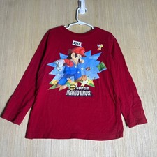 Vintage Super Mario Bros T-Shirt Kids 7 Red Long Sleeve Graphic Print Y2k