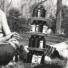 Vintage Photograph Leaning Tower of Papst's Beer Bottles Circa 1967 -- M1