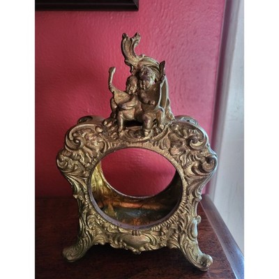 Beautiful Antique Cast Metal Cherub Ornate Clock Frame