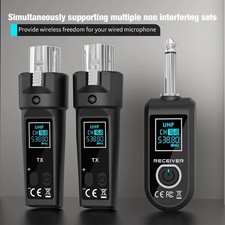 UHF Wireless Microphone Converter XLR Transmitter Receiver for Mic Mixer Guitar