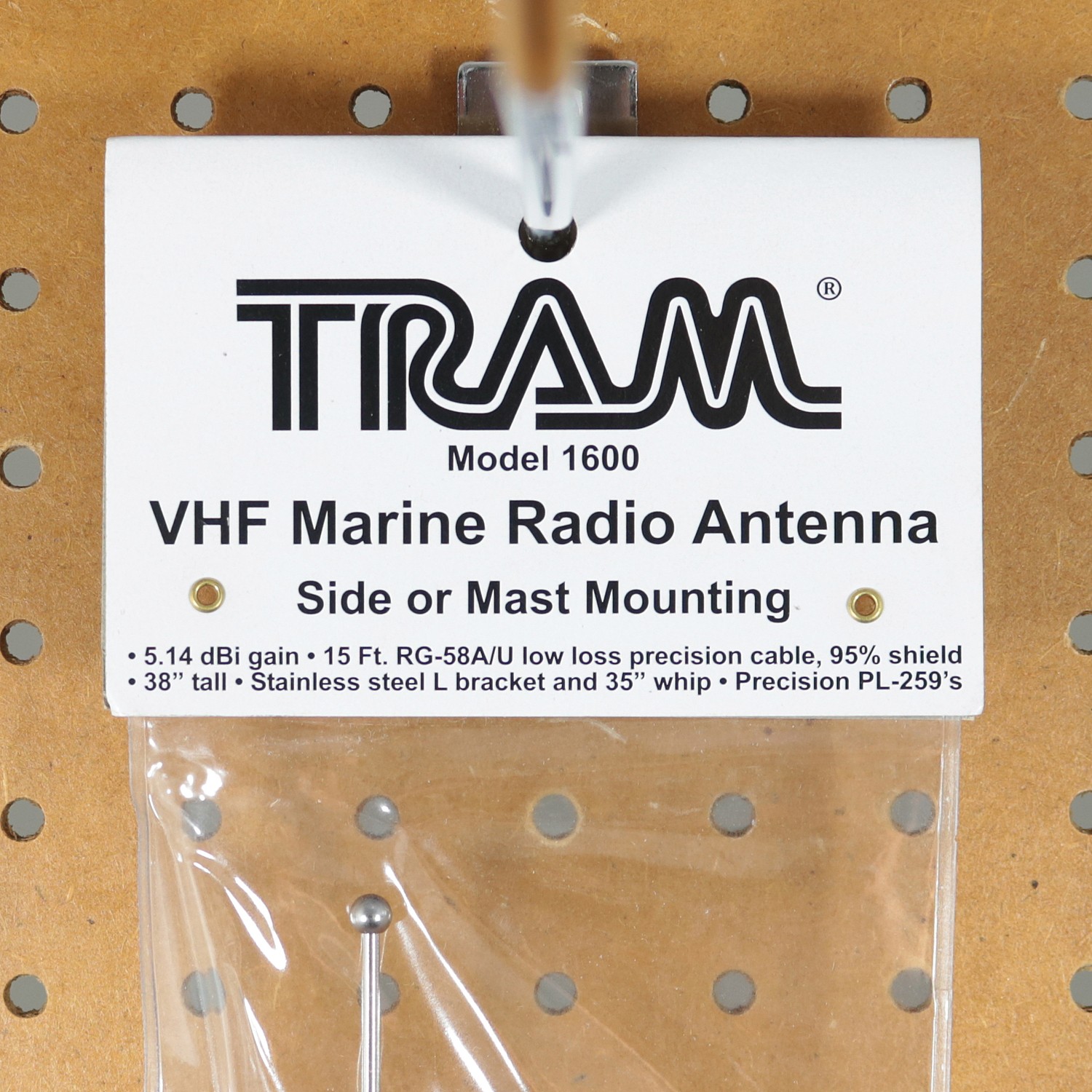 TRAM&reg; Pretuned VHF 6-dB-Gain Marine L-Bracket-Mount 35-Inch Fiberglass...