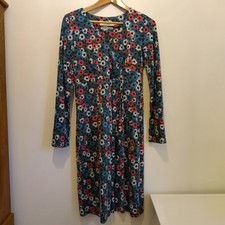 Seasalt Blue Pink Floral Midi Crest Dress Cottage Core Size 10