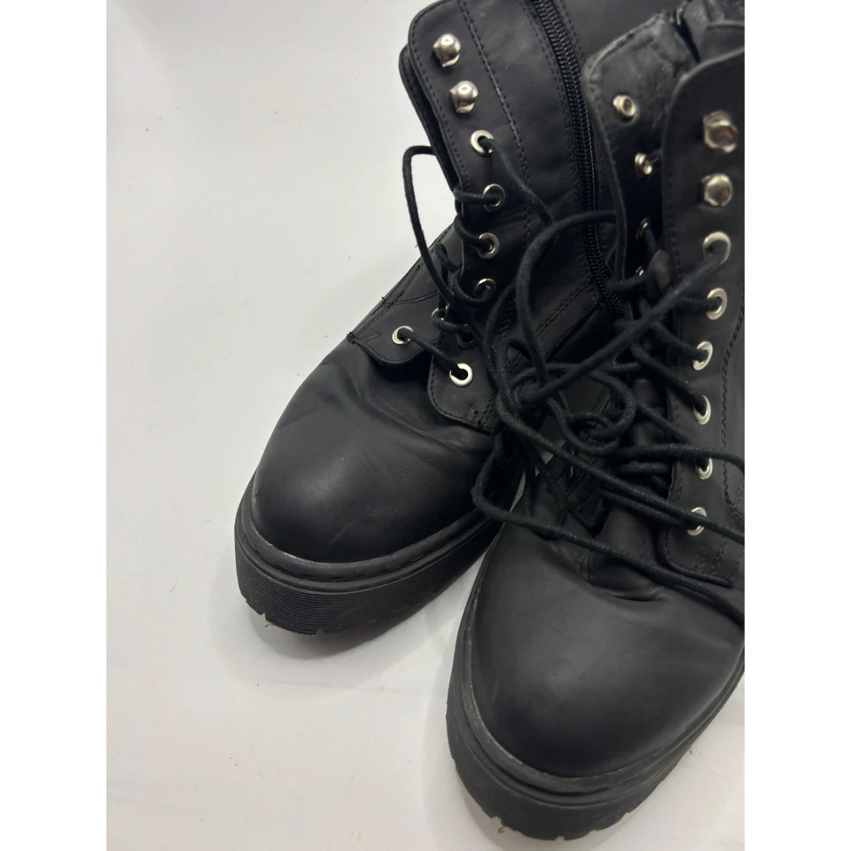 Wanted черный искусственной кожи боя ботинки шнурует вверх стороны молнии коренастый подошва - Изображение 2 из 4