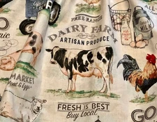 Farmhouse Valance, Country Decor, Chicken, Cow Farm Life,Home Decor,42"W x 14"L