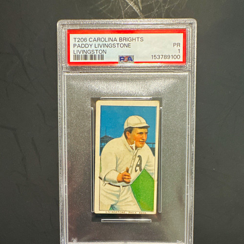 T206 Paddy Livingstone Carolina Brights Tobacco Baseball Card PSA 1 PR