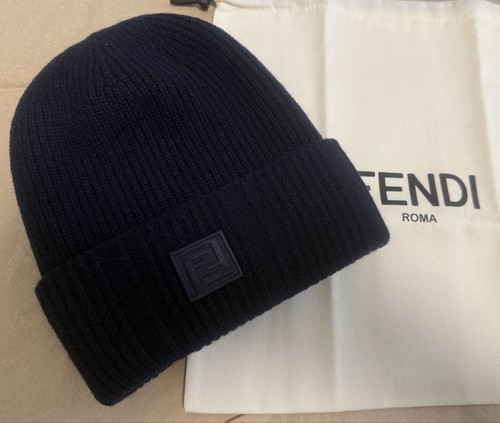FENDI BEANIE BLUE WOOL & CASHMERE HAT