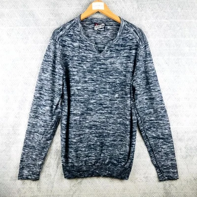 Ebound DNM Earthbound Pull Homme 2XL Bleu Blanc Maille Col Rond V-Notch Enfiler - Photo 1/4