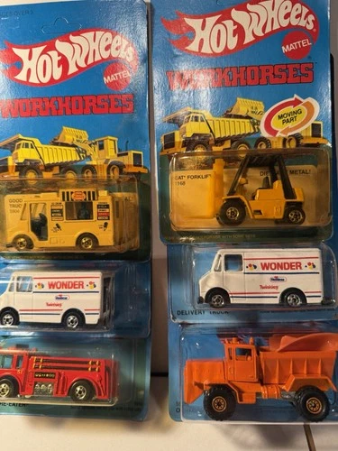 Hot Wheels LOT of 6 vintage Workhorses 5 diff carded some blisters bad 2 unpunch