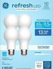 GE Refresh 60-Watt EQ A19 Daylight Dimmable LED Light Bulb 4-Pack