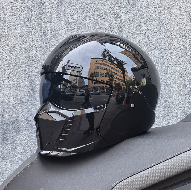 【 CTHY + Rich I 】SAFFIANO LEATHER HELMET Vintage Retro Full Face Motorcycle Helmet Unisex Motorbike Helmet