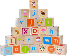 Montessori Mama Wooden Blocks for Toddlers 1-3 - Large 1.6" Hardwood Stacking Bl