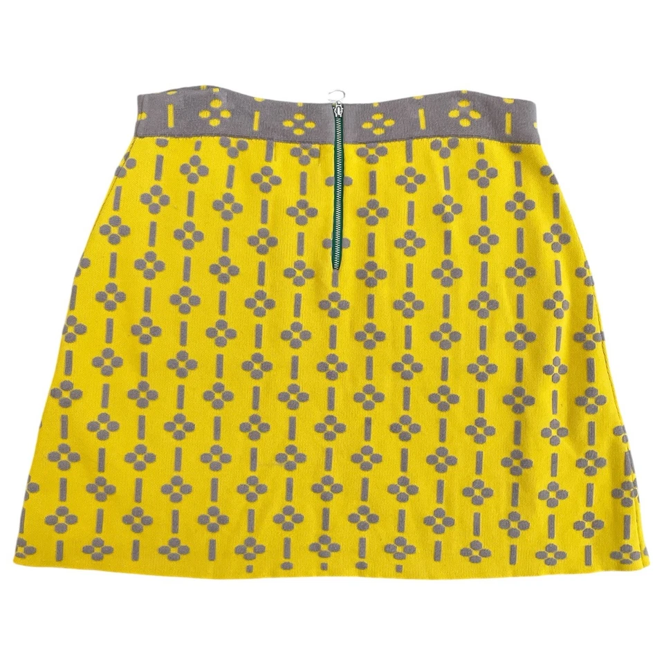 Anthropologie Maeve Quant Jacquard Вязаная Юбка Размер L Желтый Ретро Стиль 60-х - Изображение 3 из 4