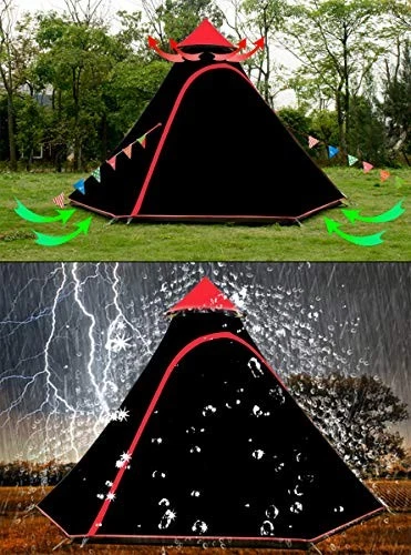 Tienda de campaña domo 12'x10'x8' para 5-6 personas 4 estaciones dobles capas impermeable negra Foto 4 de 4